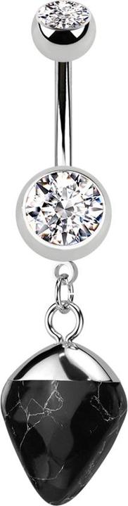 Immagine prodotto Star Piercing Banana in argento con ciondolo a goccia in agata (Mnerale, senza ottone, Acciaio chirurgico 316L)