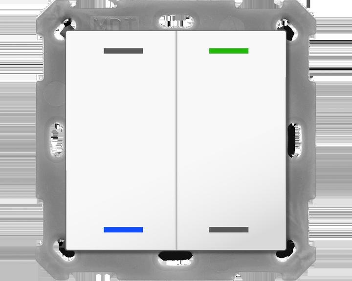 Produktbild MDT MDTtechno. Taster Light 55 2-fach RGBW,rws/glä BE-TAL5502.01