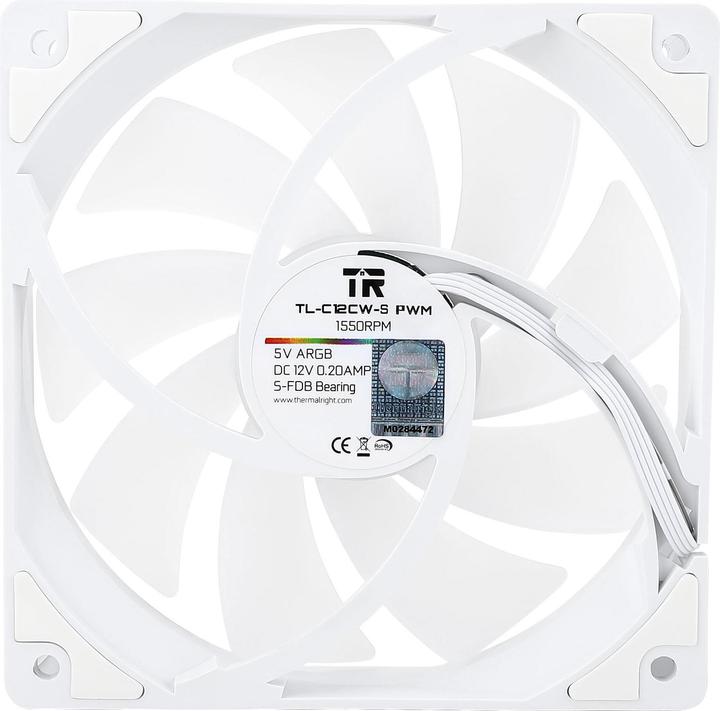 Immagine prodotto Thermalright TL-C12CW-S ARGB - Bianco (confezione da 3) - Cabinet køler - 120 mm - Hvid med RGB - 26 dBA (120 mm, 3 x)