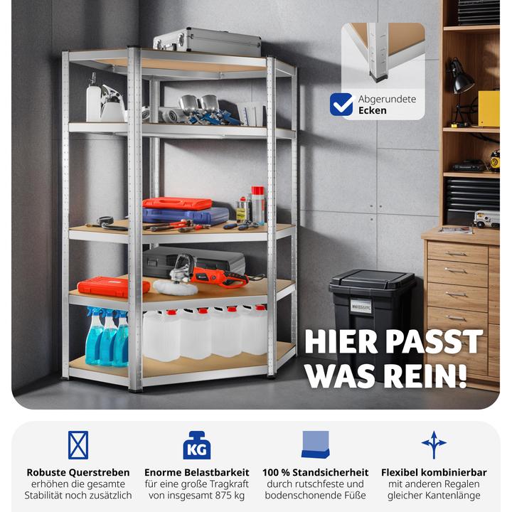 Actual product image tectake Garage shelving unit corner shelf, heavy-duty Manfred