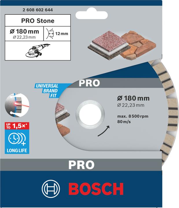 Produktbild Bosch Professional Zubehör PRO Stone Diamanttrennscheibe, 180 x 22,23 mm