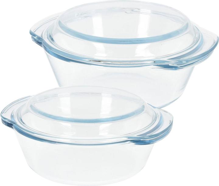 Produktbild Excellent Houseware 2er-Set Glas Auflaufform mit Deckel, rund, 1000 ml und 1700 ml