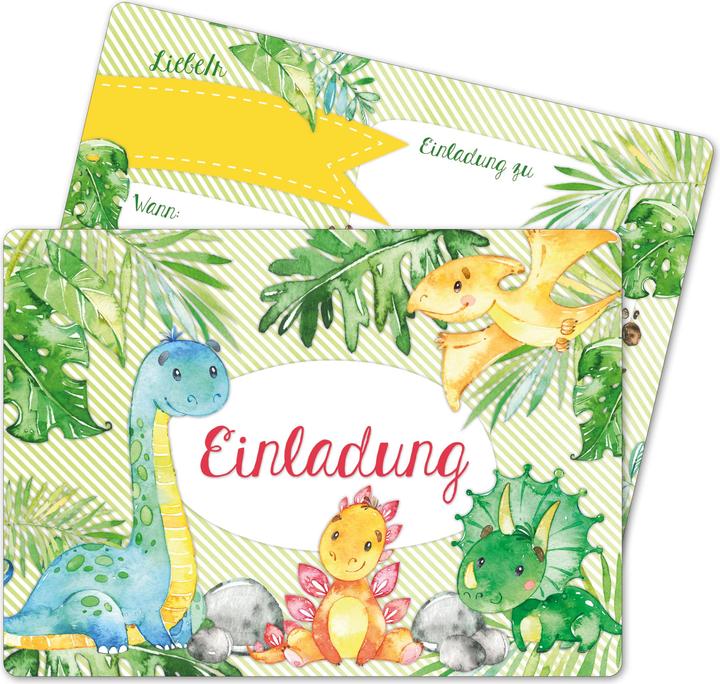 Immagine prodotto Papierdrachen 12 Einladungskarten zum Geburtstag – Dinos (12 pz.)