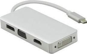 Helos Dockingstation, USB 3.1 Type-C™ St./DP/HDMI/DVI/VGA Bu, PREMIUM 4K, silber USB Type-C™ Dockingstati (USB-C)