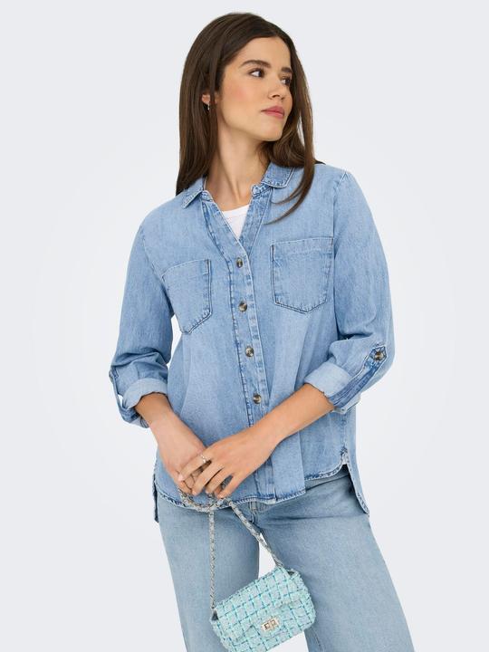 Immagine prodotto Only Normal geschnitten Hemdkragen Umgeschlagene Ärmelbündchen Jeanshemd Jeanshemd (S)