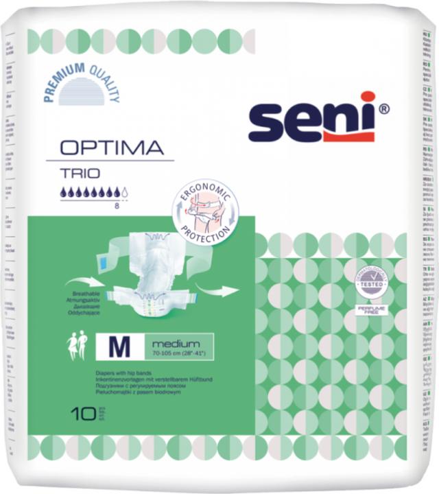 Seni Optima Trio Vorlagen mit Hüftbund atmungsaktiv 8 Tropfen (10 x, S)
