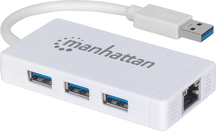 Manhattan 3-Port USB 3.0 Hub mit Gigabit Ethernet Adapter (USB-A, 4 Porti)