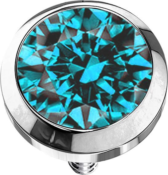 Star Piercing Dermal Anchor silber mit Kristall aqua (Chirurgenstahl 316L)
