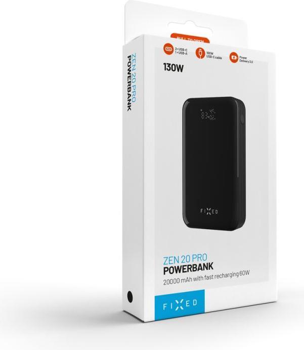 Image du produit Fixed Zen PRO USB-C PD 130W Power Bank 20.000 mAh Noir (20000 mAh, 130 W, 74 Wh)