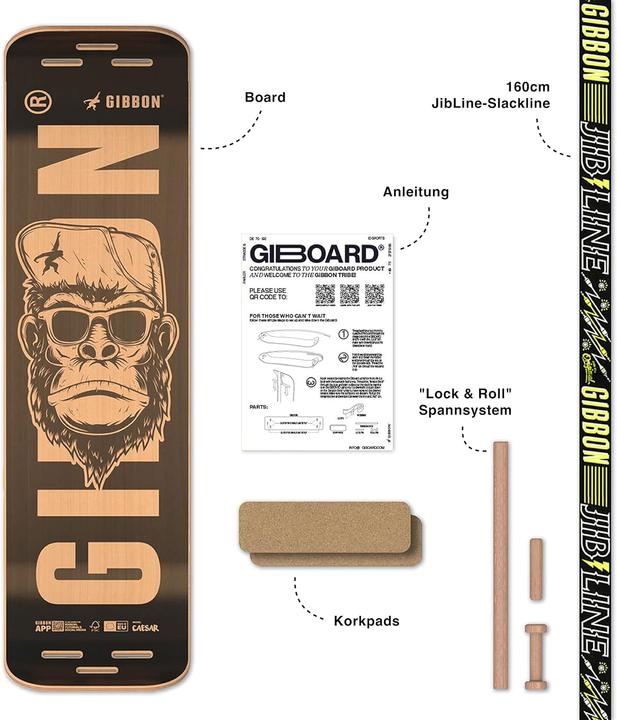 Actual product image Gibbon Balance Board Set mit Slackline und Kork Pads (1.60 m)