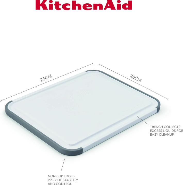Actual product image KitchenAid Classic Polypropylene Non-slip Chopping Board, 20 x 25cm