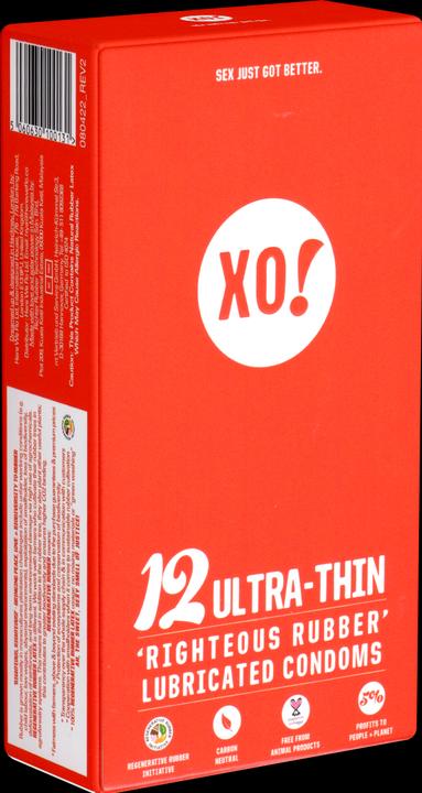 Produktbild XO! Ultra Thin» 12 dünne, vegane Kondome aus biologisch abbaubarem Fair Trade Latex (12 Stk.)
