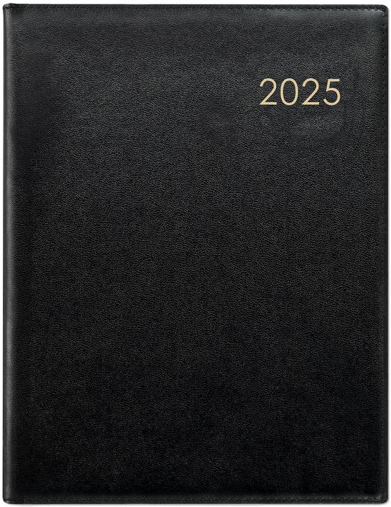 Produktbild Wochenbuch Leder 2025 schwarz, 21x26,5cm, Taschenkalender mit 128 Seiten im wattiertem (Harter Einband, Deutsch)