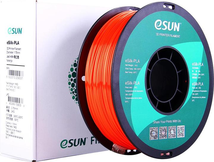 Actual product image eSUN eSilk-PLA 1.75mm Jacinth 1kg 3D Filament (PLA, 1.75 mm, 1000 g, Orange)