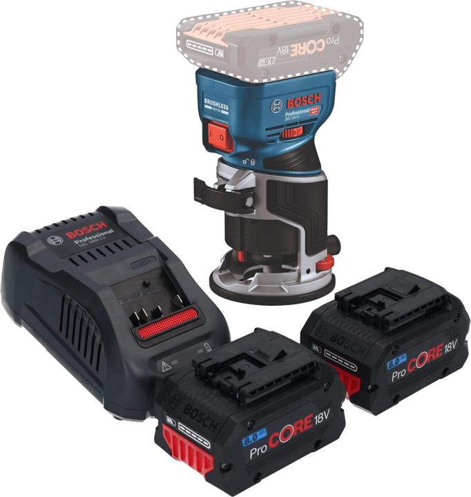 Produktbild Bosch Professional Bosch GKF 18V-8 Professional Akku Kantenfräse 18 V 8,0 mm Brushless + 2x ProCORE Akku 8,0 Ah +