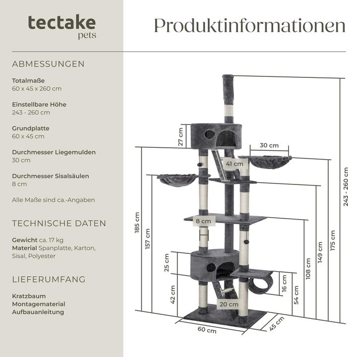 Immagine prodotto tectake Hansi (260 cm, Grigio, Bianco)