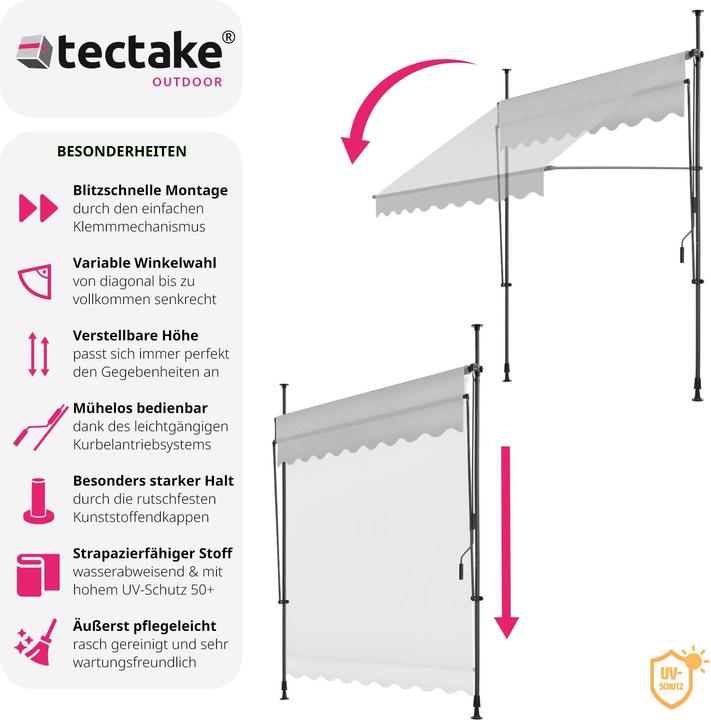 Produktbild tectake Klemmmarkise (2 m)