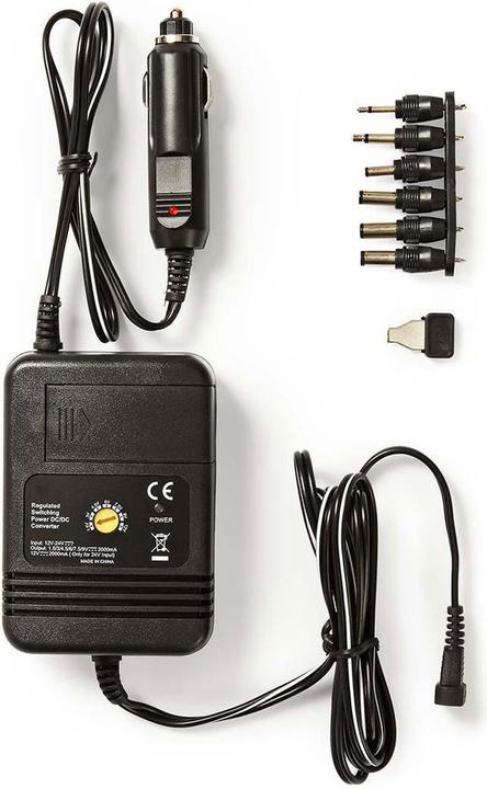 Immagine prodotto Nedis Adattatori di corrente DC universali - Adattatore per auto - 24 W - 12-24 V - Plastica - Nero