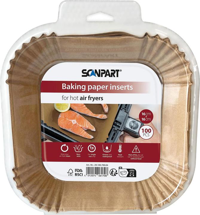 Produktbild Scanpart 2910070004 Heissluftfritteusenpapier 16x16 cm eckig, 100er