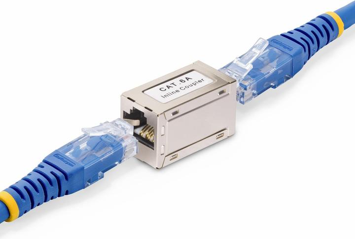 Actual product image StarTech com Shielded RJ45 Coupler, Inline Cat6a Coupler, Female to Female (F/F) T568B Pinout, Shiel (Network coupling)