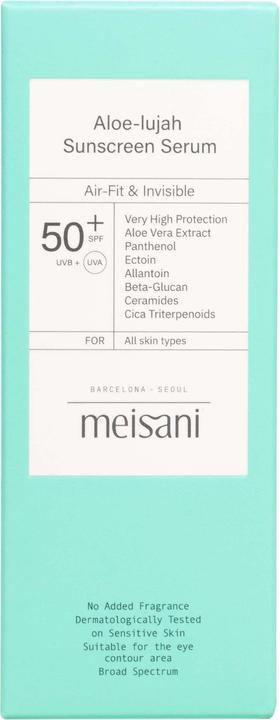 Actual product image Meisani Aloe-lujah sunscreen serum spf50+ (Suntan cream, SPF 50+, 50 ml)