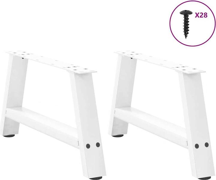Immagine prodotto VidaXL Gambe per tavolino da caffè a forma di A 2 pezzi. Gamba per tavolo in acciaio bianco 60x(30-31) cm