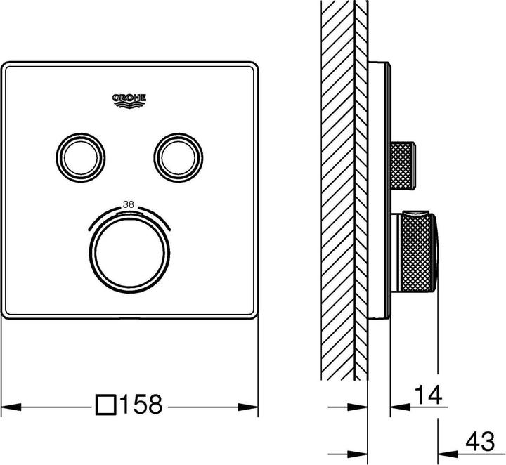 Actual product image Grohe Grohtherm SmartControl thermostat
