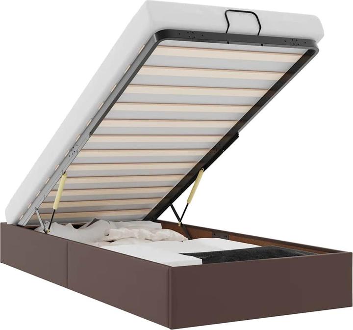 Produktbild VidaXL Ottoman-Bett ohne Matratze Braun 100x200 cm Kunstleder (100 x 200 cm)