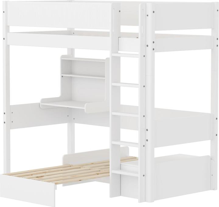 Image du produit Flexa Lit mezzanine Casa White avec échelle droite (90 x 200 cm)