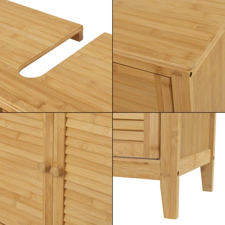 Produktbild En.Casa Bambus Waschbeckenunterschrank Värmdö 60x67x30cm (60 x 67 x 30 cm)