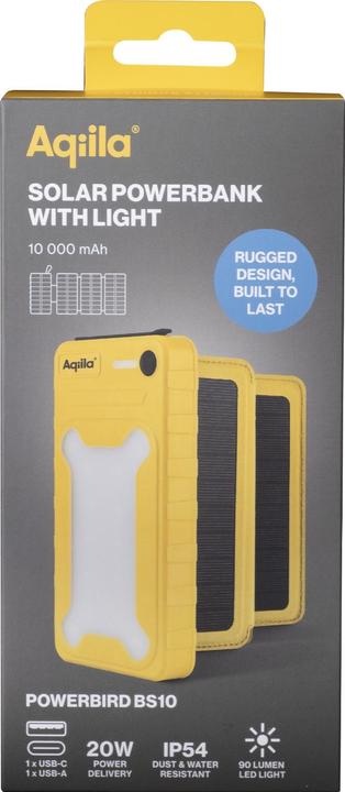 Immagine prodotto Aqiila Powerbird BS10 - powerbank solare da 10000 mAh (10000 mAh, 20 W, 37 Wh)