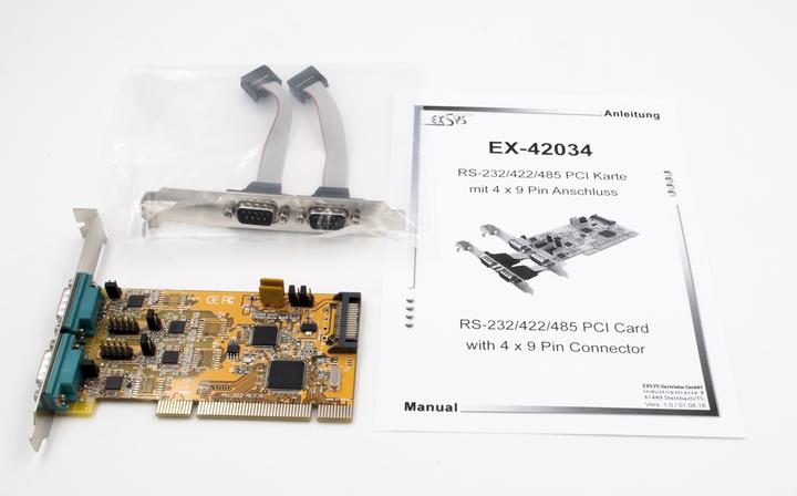 Produktbild Exsys 4S Seriell RS-232/422/485 PCI Karte, POS einstellbar (FTDI Chip-Set)