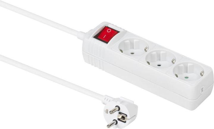 Actual product image MicroConnect 3-way Schuko Socket 3M White (3 x, CEE 7/3, 3 m)