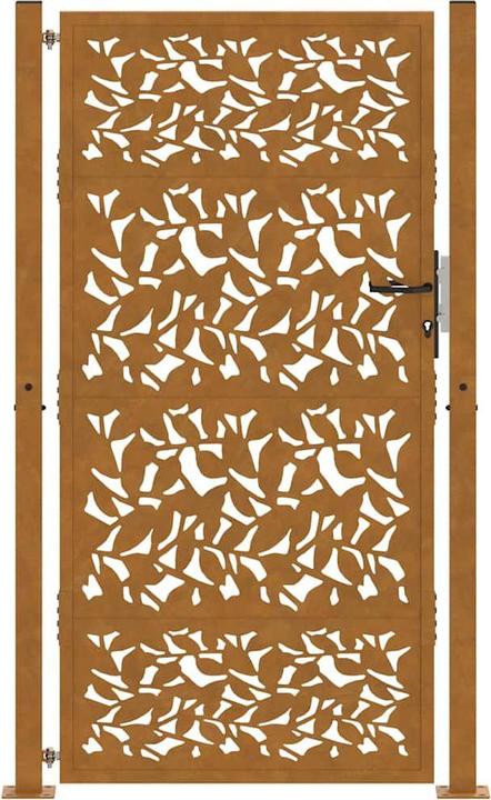 Produktbild VidaXL Gartentor 105x180 cm Wetterfester Stahl Blatt-Design Zauntor