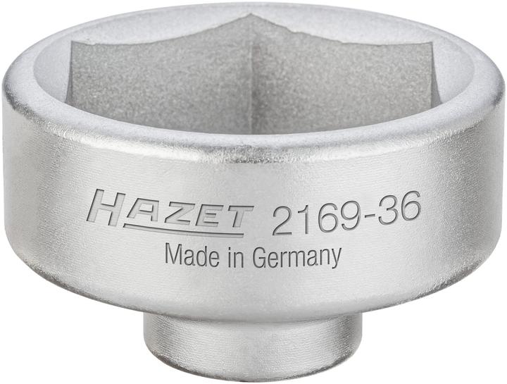 HAZET Ölfilter-Schlüssel 2169-36 ∙ Vierkant10 mm (3/8 Zoll) ∙ Aussen Sechskant Profil ∙ 49.5 mm