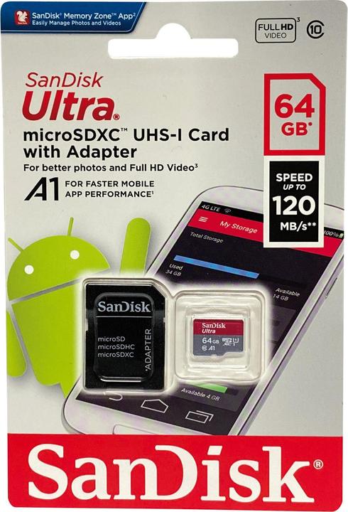 Produktbild SanDisk Ultra A1 (64 GB, microSDXC, U1, UHS-I)