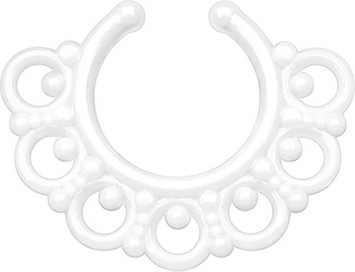 Star Piercing Fake Septum Tribal mit Kugeln weiss