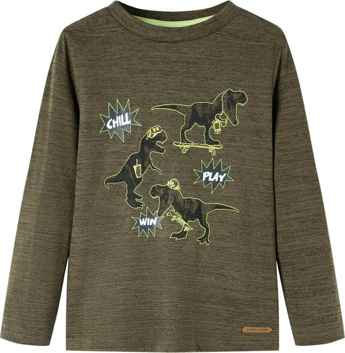 VidaXL Kinder-Langarmshirt Dunkles Khaki Melange 92,Material: 80 (92)