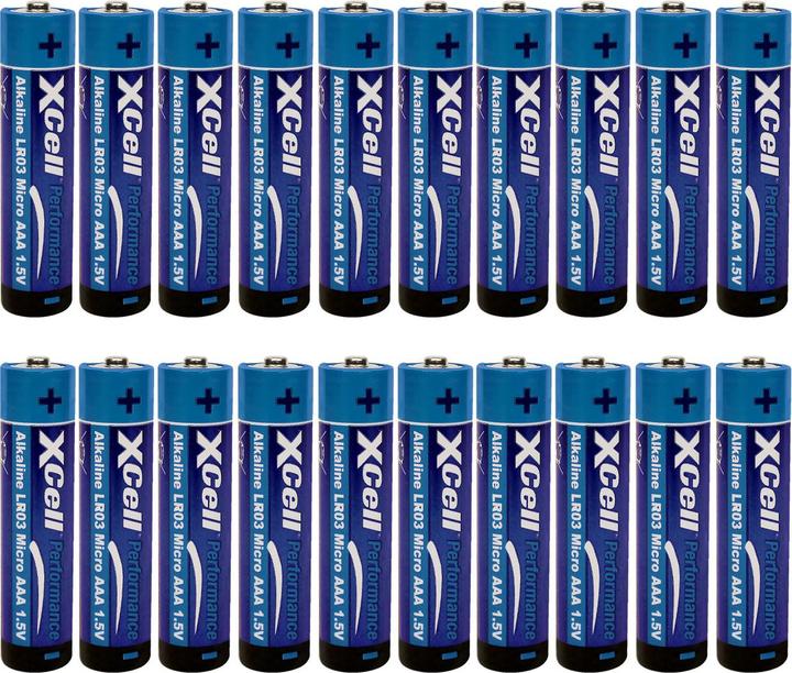 XCell Batteria tipo AAA (Micro), LR03, alcalina, 1,5V, set da 20 (20 pz., AAA)