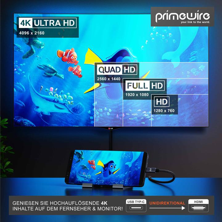 Actual product image Primewire HDMI - USB type C (3 m, USB Type C, HDMI)