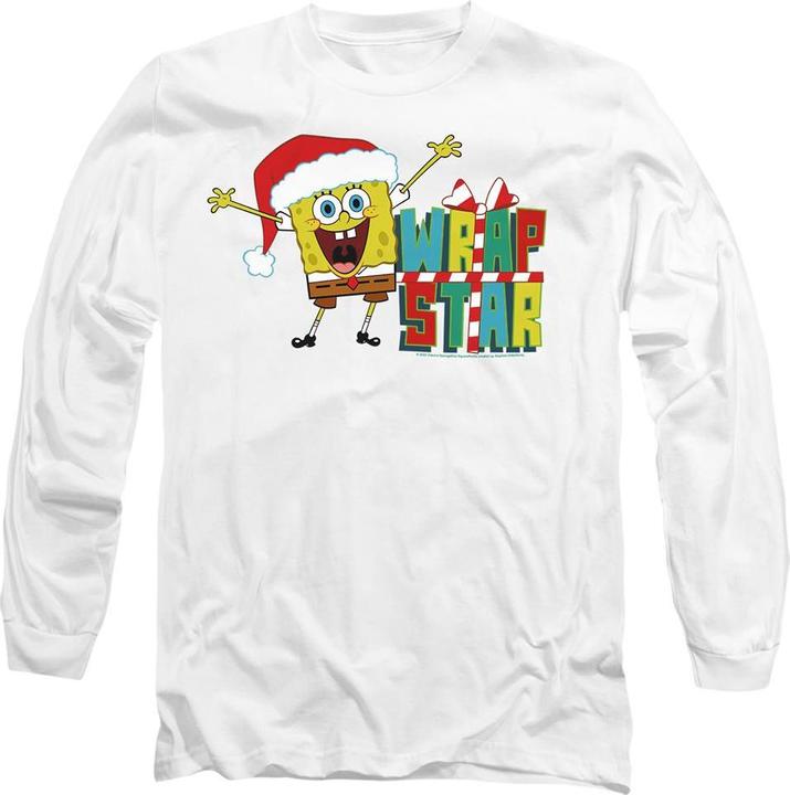 Spongebob Squarepants Wrap Star At Christmas TShirt (L)
