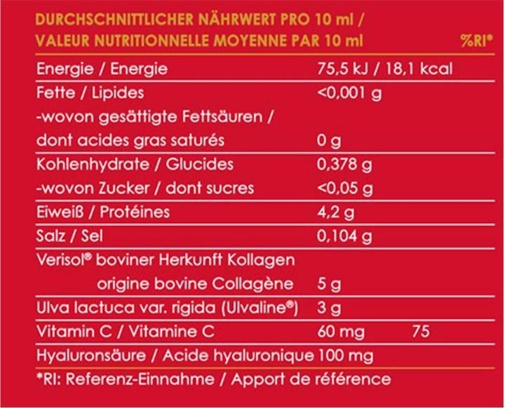 Nutritional values and ingredients Collagen Lift Paris Collagen Lift Plus+ (28 Piece, Ampoule)
