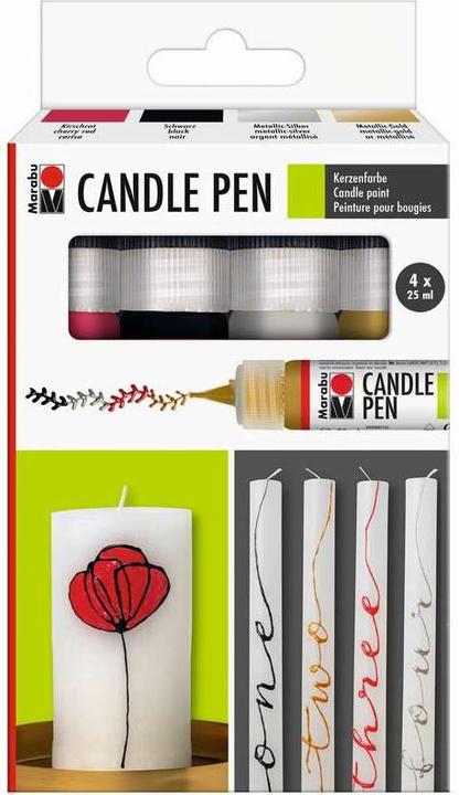 Actual product image Marabu Candle paint ""Candle Liner"", set of 4, water-based, light-fast, for decorating and painting (Multicoloured, 25 mm, 4 x)