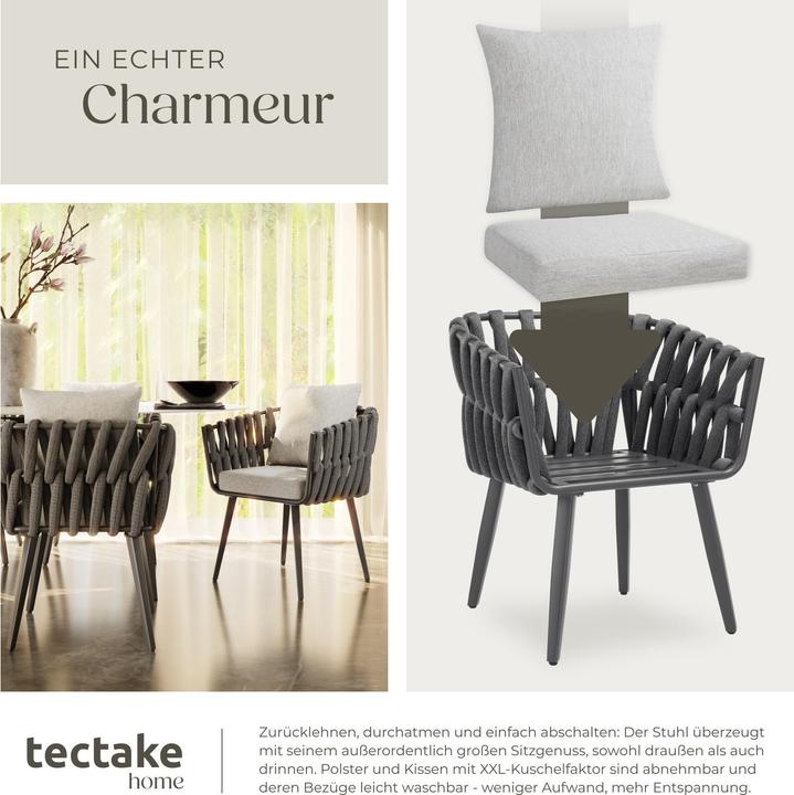 Produktbild tectake Stuhl Lugano im Rope-Design mit Aluminiumgestell