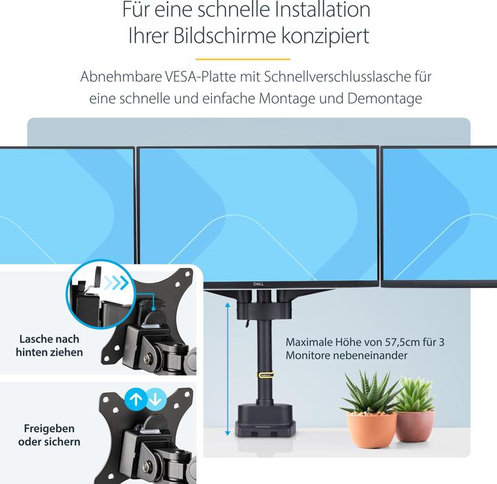 Actual product image StarTech Triple Monitor Desk Mount (Table, 27")