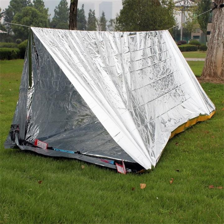 Produktbild König Design Notfall Zelt Prepping Survival Outdoor Auto Überleben Wandern Notzelt Silber Neu (2 Personen)