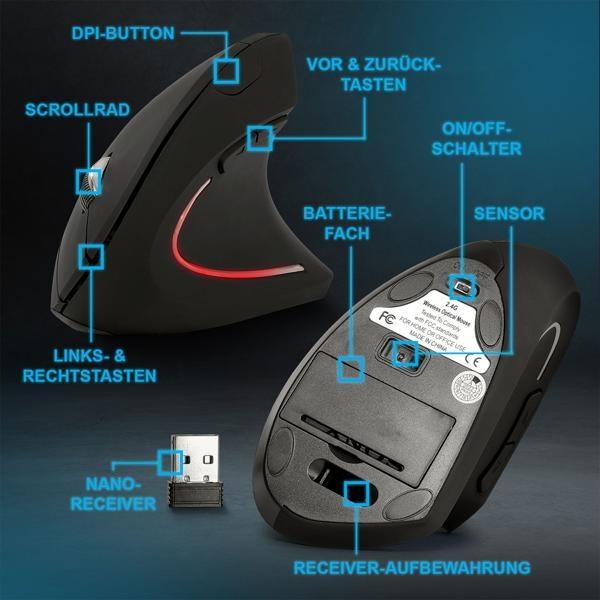 Produktbild Eaxus Ergonomische Vertikalmaus, wireless (Kabellos)