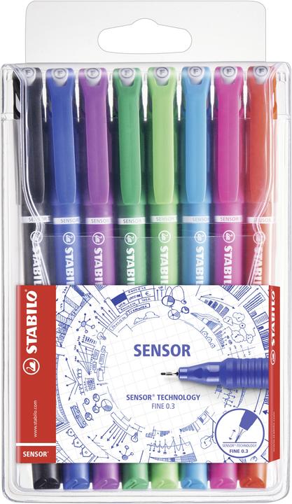 Produktbild STABILO SENSOR F Finliner mit gefederter Spitzer (8 Farben, 8 x)