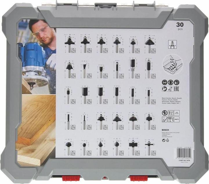 Produktbild Bosch Professional Zubehör 30-teiliges Fräser-Set, 6-mm-Schaft für Handfräsen
