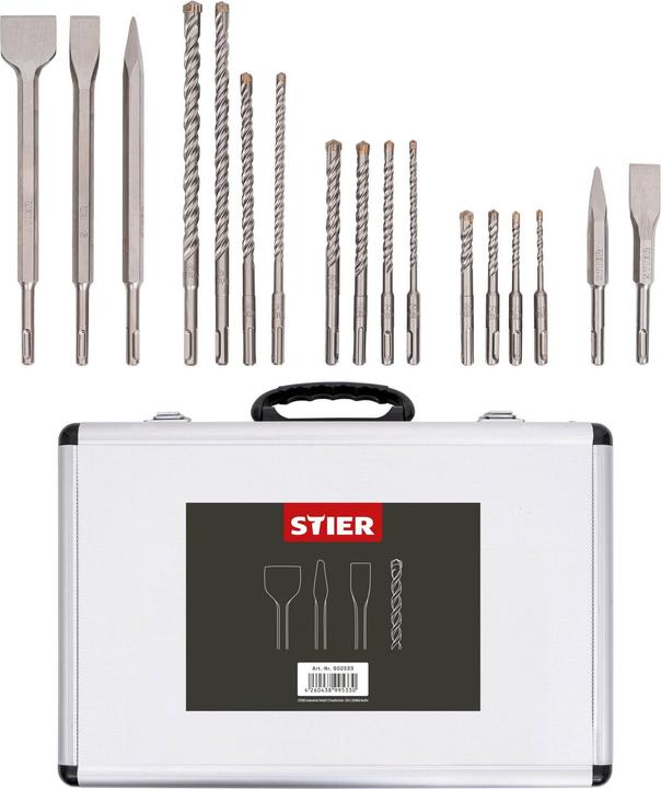Produktbild Stier SDS-Plus-Bohrer- und Meisselsatz, 17-teilig (6 mm, 8 mm, 10 mm, 12 mm)